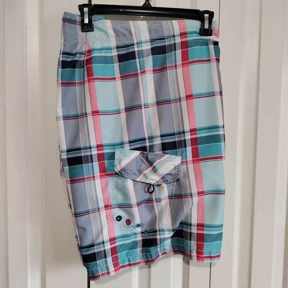 Men blue plaid swimming shorts size XL - Picture 3 of 5